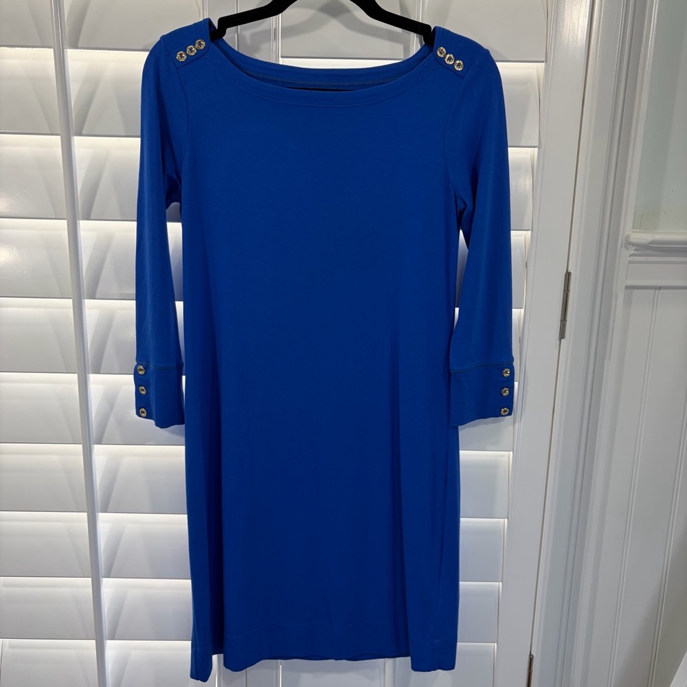 Lilly Pulitzer Blue Sophie Dress with Gold Buttons (XS)